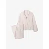 The White Company S Oatmealstr Fine-stripe Cotton-jersey Pyjamas Xl In Multi