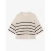 The White Company S Striped Knitted Linen-blend T-shirt Oyster In Neutral