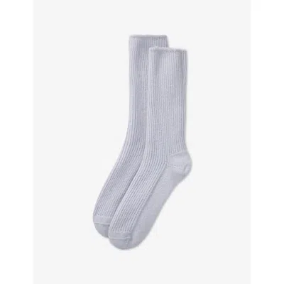 The White Company Kids' Ribbed Cashmere Bed Socks In Blue