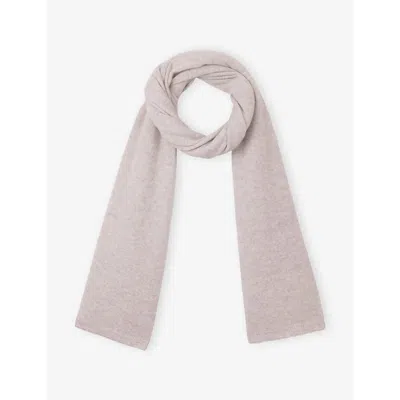 The White Company S Palegrmrl Essential Ribbed-trim Cashmere Scarf In Gray