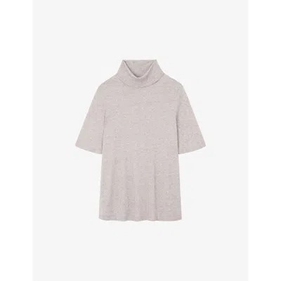 The White Company S Palegrmrl Funnel-neck Recycled Cotton-blend Jumper