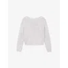 The White Company S Palewillow Mouline Slash-neck Long-sleeve Cotton And Linen-blend Jumper Xl In Gray
