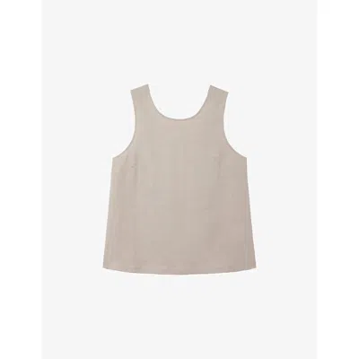 The White Company S Palewillow Tie-back Sleeveless Linen Top In Neutral