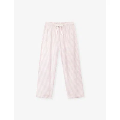 The White Company S Striped Relaxed-fit Cotton Pyjama Bottoms Pinkstripe Xl