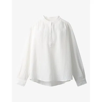 The White Company S Porcelain Seersucker-textured Relaxed-fit Cotton-blend Blouse