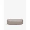 The White Company S Hotchocola Saffiano Oval Leather Jewellery Cas In Brown