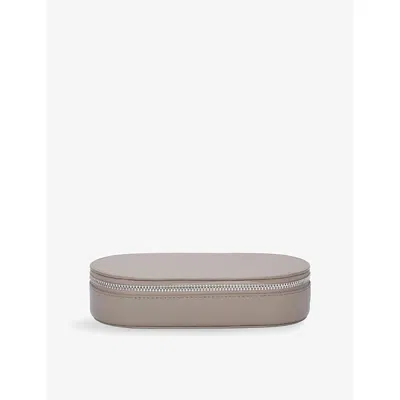 The White Company S Hotchocola Saffiano Oval Leather Jewellery Cas In Brown