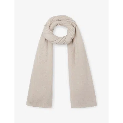 The White Company S Soft Blush Ribbed-trim Cashmere Blanket Scarf In Neutral
