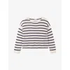 The White Company S Soft White Slash-neck Stripe-print Linen Jumper In Multi