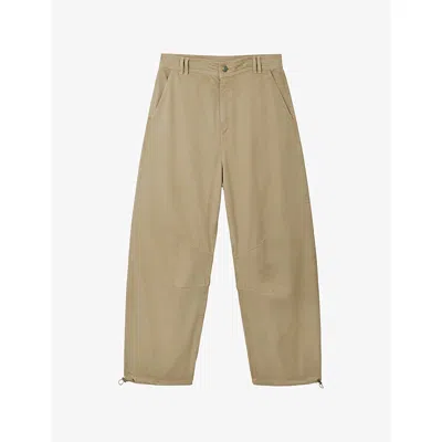 The White Company S  Barrel-leg Lyocell And Cotton Trousers In Brown