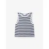 The White Company S Porce/navy Striped Knitted Linen Tank Top