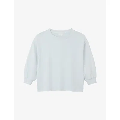 The White Company S  Balloon-sleeve Relaxed-fit Cotton Sweatshirt In Blue
