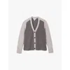 The White Company S  Colour-block Wool-blend Knitted Cardigan In Midgrymrl