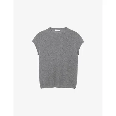 The White Company S Crewneck Relaxed-fit Cashmere T-shirt Grey Marl In Gray