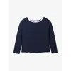 The White Company S Navy Double-layer Relaxed-fit Cotton Top In Blue