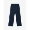 The White Company S Navy/white Double Side-stripe Wide-leg Mid-rise Stretch-jersey Trousers