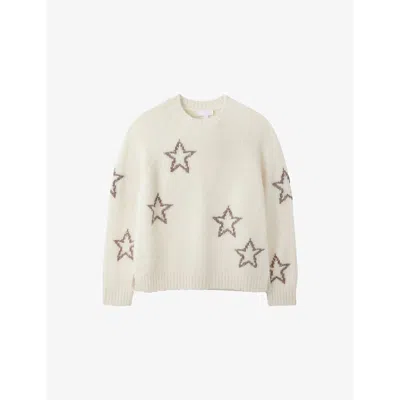The White Company S  Fluffy Star-embroidered Alpaca And Wool-blend Jumper