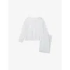 The White Company S Ice Blue Henley Ribbed Jersey Pyjamas In White