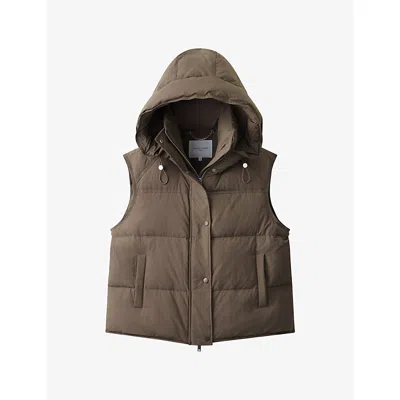 The White Company S  Hooded Down-padded Gilet In Brown