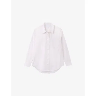 The White Company S  Long-sleeved Voile-texture Cotton Shirt In Baby Pink