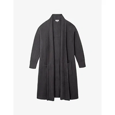 The White Company S  Longline Relaxed-fit Cotton-blend Cardigan In Black