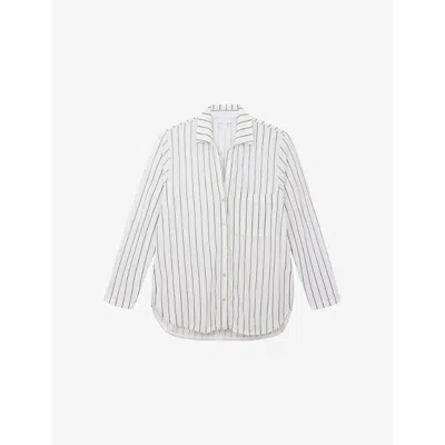 The White Company S Ink Oversized Stripe-print Linen-jersey Shirt In White