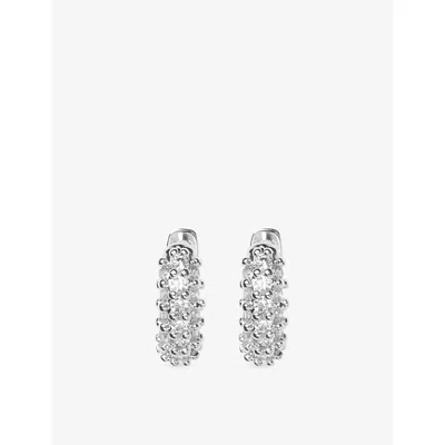 The White Company S Pavé Silver-plated Brass And Zirconia Huggie Earrings