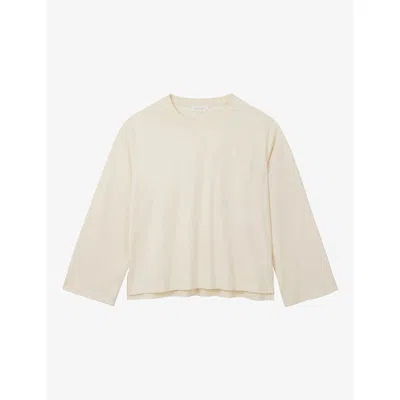 The White Company S  Pocket-detail Relaxed-fit Cotton-jersey Top In Yellow