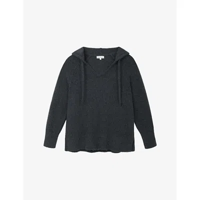 The White Company S Drkchrcmrl Relaxed-fit Cotton-blend Hoody Xs In Brown