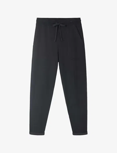 The White Company Womens Black Relaxed-fit Drawstring-waist Jersey Jogging Bottoms