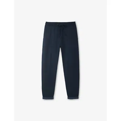The White Company S  Relaxed Tapered-leg High-rise Stretch-woven Jogging Bottoms In Blue