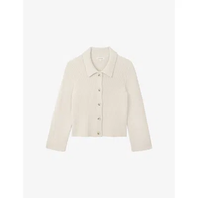 The White Company S  Ribbed Knitted Cotton-blend Cardigan In Neutral