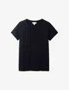 The White Company Womens Black Round-neck Organic-cotton T-shirt In Black
