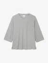 The White Company Womens Champagne Round-neck Relaxed-fit Stretch-sequin T-shirt In Cream