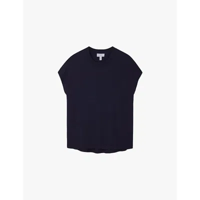 The White Company S  Round-neck Short-sleeve Cotton-blend T-shirt In Blue
