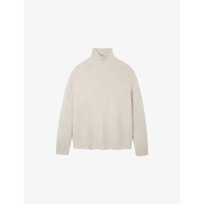 The White Company S  Sequin-embellished Funnel-neck Wool And Alpaca-blend Jumper In Black