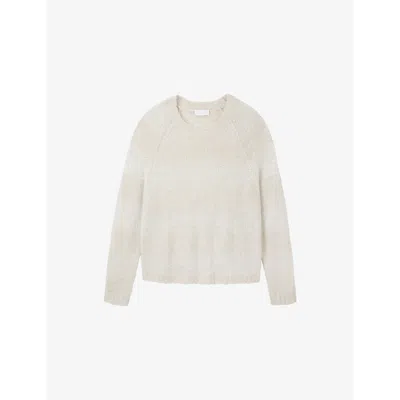 The White Company S  Sequin-stripe Scoop-neck Alpaca And Wool-blend Jumper In Burgundy