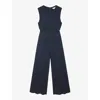 The White Company S Navy Sleeveless Wide-leg Stretch-jersey Jumpsuit