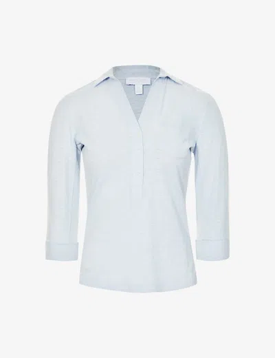 The White Company Slim-fit Organic-cotton-jersey Shirt In Blue