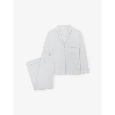 The White Company S Cloud Marl Sparkle-piping Relaxed-fit Jersey Pyjamas Set