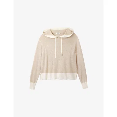 The White Company S  Stripe-detail Relaxed-fit Wool And Cashmere-blend Hoody In Neutral