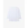 The White Company S White/blue Stripe-print Cotton-jersey Top In Blue