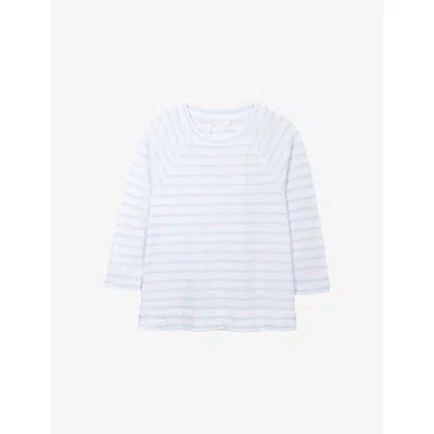 The White Company S White/blue Stripe-print Cotton-jersey Top
