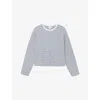 The White Company S White/navy Stripe-print Oversized Stretch Cotton-jersey Top Xs In Blue