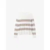The White Company S Porcelain Stripe-print Round-neck Cotton-blend Jumper In Porcelain