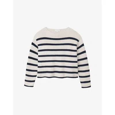 The White Company S  Striped Knitted Wool-blend Jumper In Multi