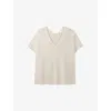 The White Company S Alabaster Textured-stitch Knitted Cotton T-shirt Xs In White