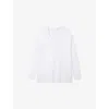The White Company S V-neck Button-down Textured Cotton Jumper Porcelain In White