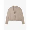 The White Company S Mink Marl V-neck Cropped Wool-blend Cardigan In Mink Marl