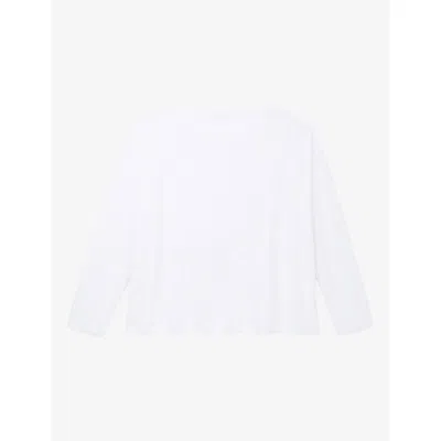 The White Company S Draped Long-sleeve Linen-jersey Top White